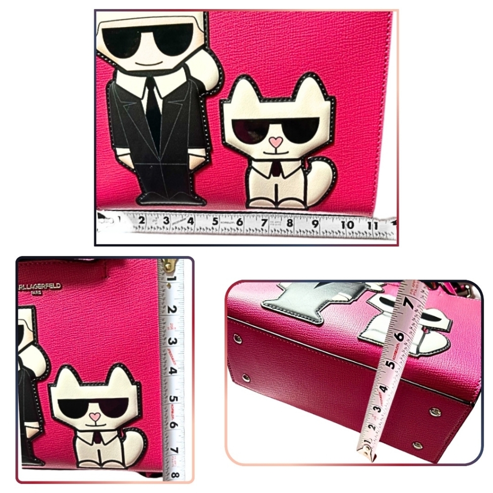 Karl Lagerfeld Paris Crossbody Handbag Fuchsia Pink White NWT msrp $198 New - Picture 3 of 8